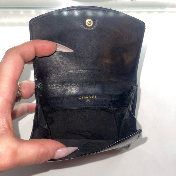 🖤 Chanel Compact Wallet Timeless CC Vintage Patent Leather Double Snap Bifold - Picture 9 of 12